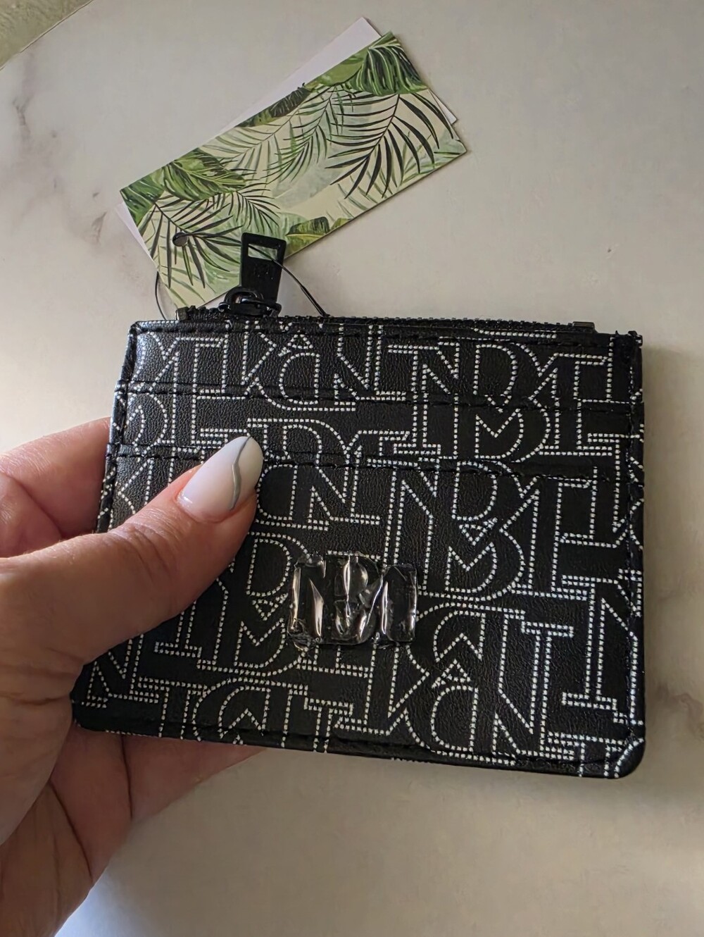 Badgley Mischka Black Monogram Mini Card Holder Wallet NWT - Picture 8 of 10